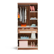 Andrie 2 Door Wardrobe with Drawer |Walnut & White