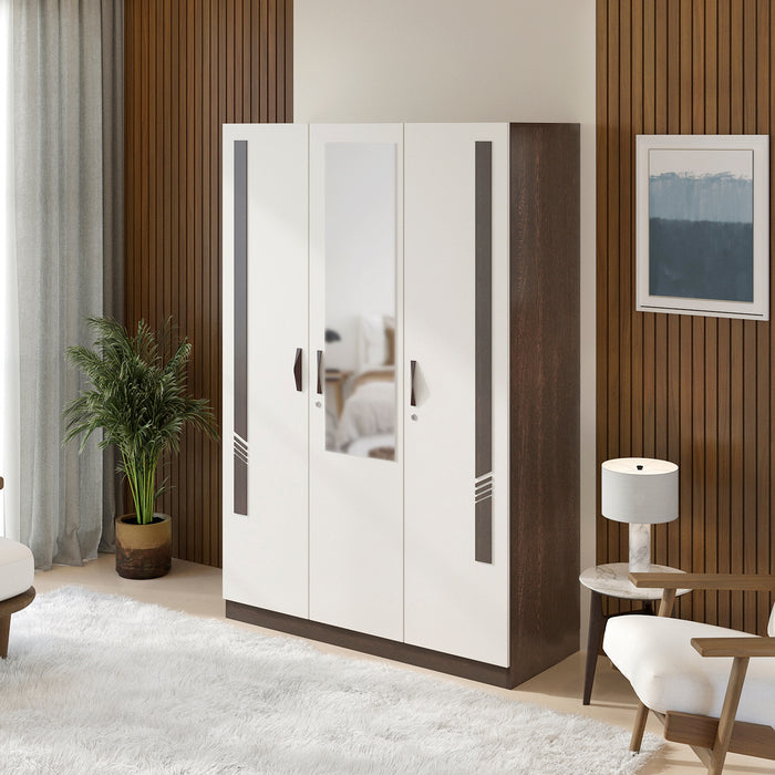 Andrie 3 Door Wardrobe with Mirror and Drawer