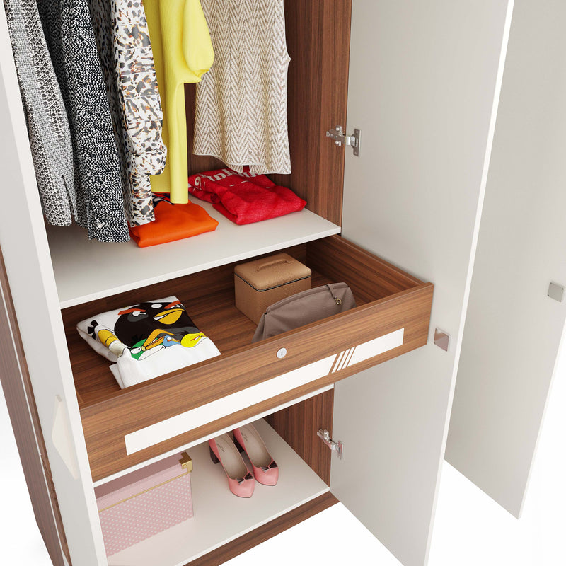 Andrie 3 Door Wardrobe with Mirror and Drawer